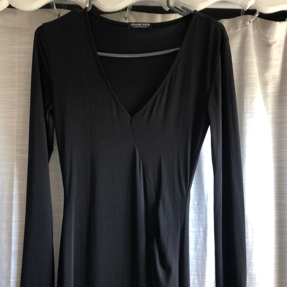 Fashion Nova Black Gown with slit